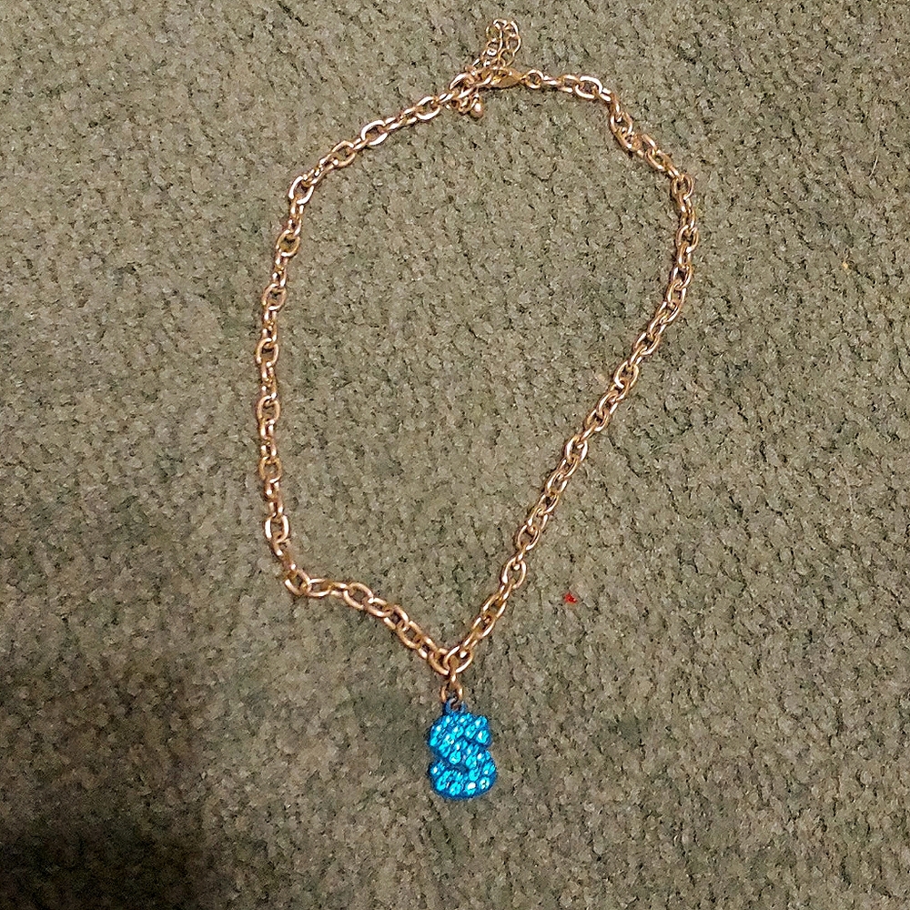 Blue 'S' Initial With Siver Chain Necklace